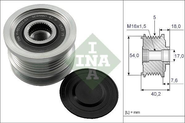 INA 535 0143 10 - Pulley, alternator, freewheel clutch autospares.lv