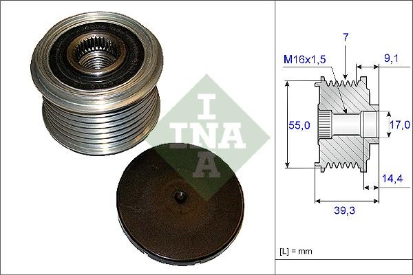 INA 535 0142 10 - Pulley, alternator, freewheel clutch autospares.lv