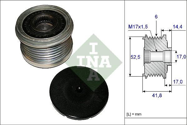 INA 535 0147 10 - Pulley, alternator, freewheel clutch autospares.lv