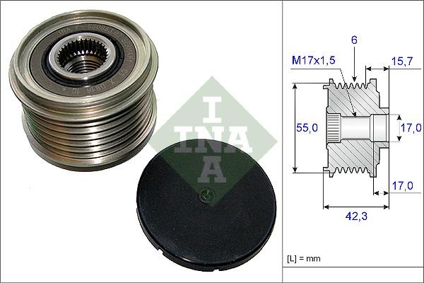 INA 535 0154 10 - Pulley, alternator, freewheel clutch autospares.lv