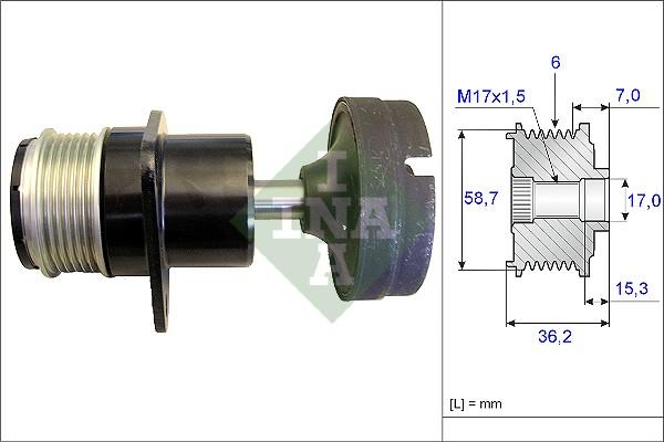 INA 535 0157 10 - Pulley, alternator, freewheel clutch autospares.lv