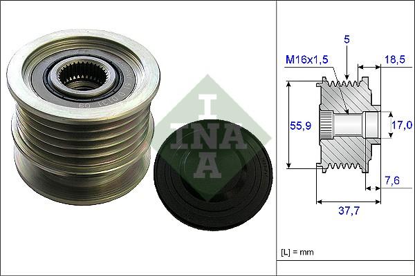 INA 535 0169 10 - Pulley, alternator, freewheel clutch autospares.lv