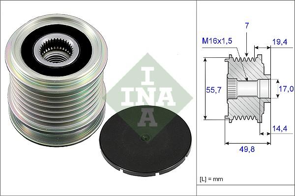 INA 535 0165 10 - Pulley, alternator, freewheel clutch autospares.lv