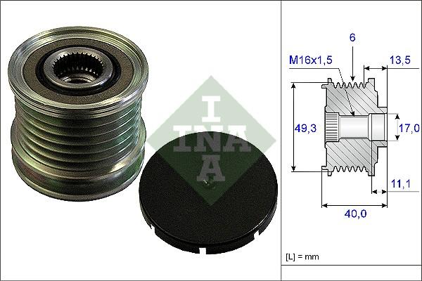 INA 535 0166 10 - Pulley, alternator, freewheel clutch autospares.lv