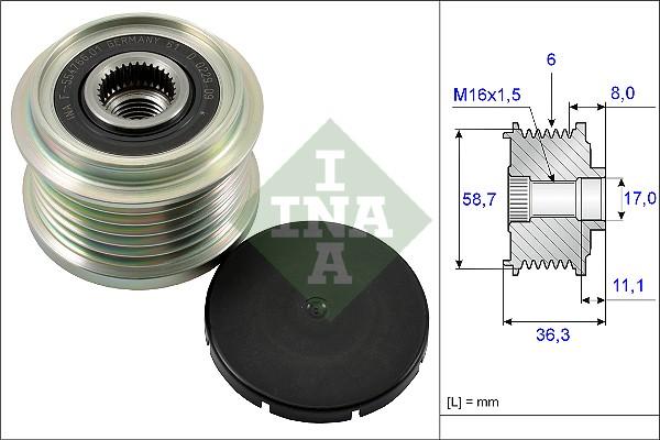 INA 535 0160 10 - Pulley, alternator, freewheel clutch autospares.lv