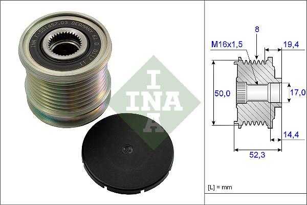 INA 535 0111 10 - Pulley, alternator, freewheel clutch autospares.lv