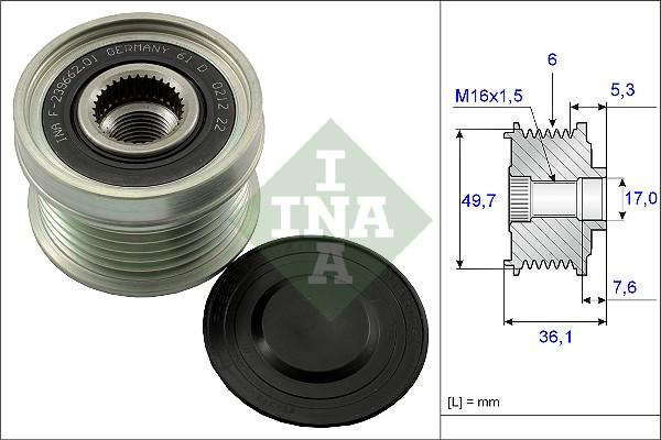 INA 535 0134 10 - Pulley, alternator, freewheel clutch autospares.lv