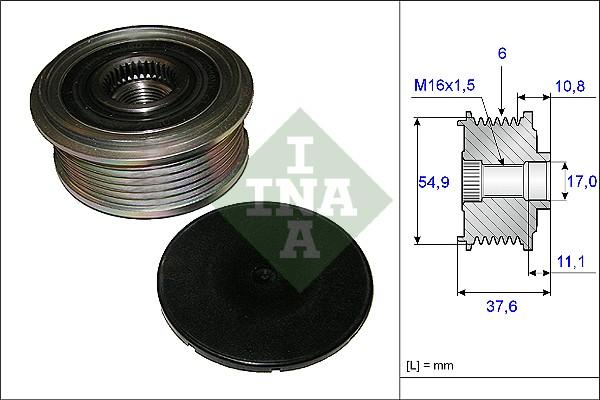 INA 535 0123 10 - Pulley, alternator, freewheel clutch autospares.lv