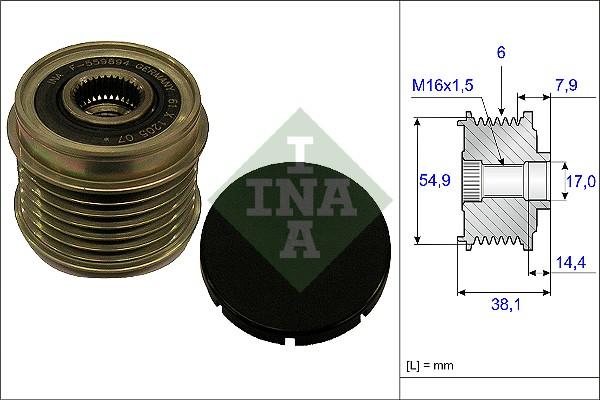 INA 535 0176 10 - Pulley, alternator, freewheel clutch autospares.lv