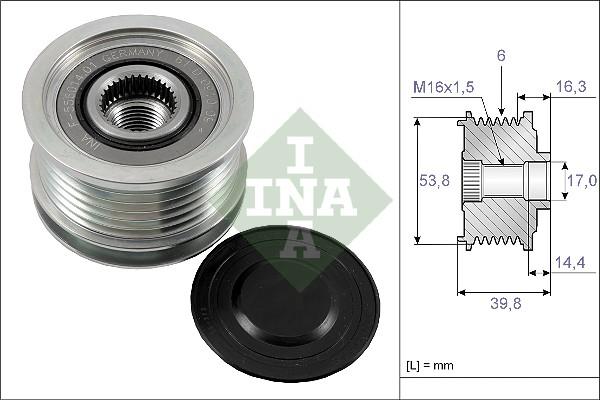 INA 535 0170 10 - Pulley, alternator, freewheel clutch autospares.lv