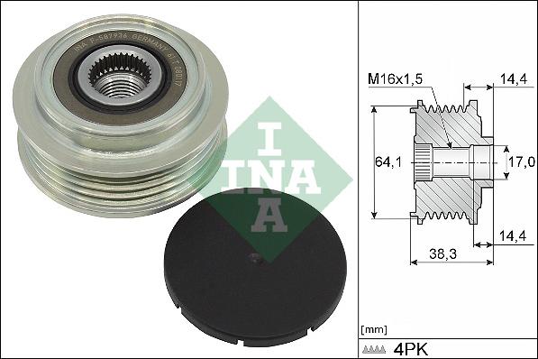 INA 535 0350 10 - Pulley, alternator, freewheel clutch autospares.lv