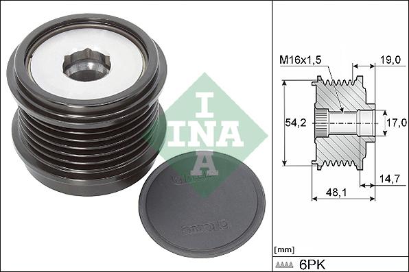 INA 535 0310 10 - Pulley, alternator, freewheel clutch autospares.lv