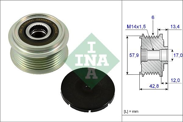 INA 535 0240 10 - Pulley, alternator, freewheel clutch autospares.lv