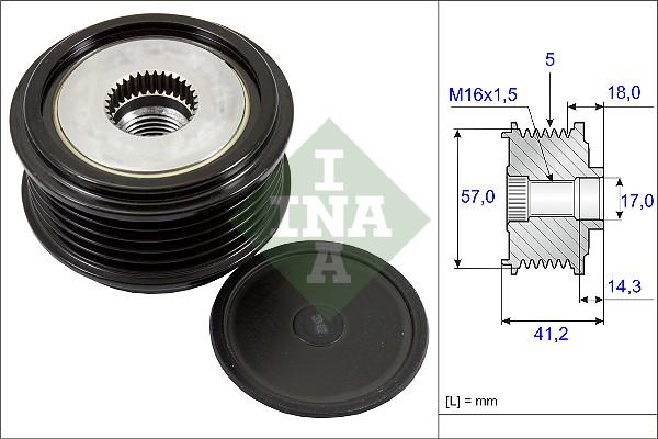 INA 535 0248 10 - Pulley, alternator, freewheel clutch autospares.lv