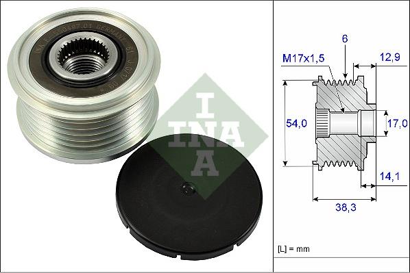 INA 535 0264 10 - Pulley, alternator, freewheel clutch autospares.lv