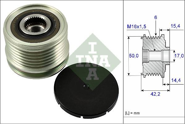 INA 535 0265 10 - Pulley, alternator, freewheel clutch autospares.lv