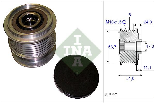 INA 535 0200 10 - Pulley, alternator, freewheel clutch autospares.lv