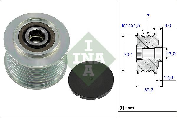 INA 535 0214 10 - Pulley, alternator, freewheel clutch autospares.lv