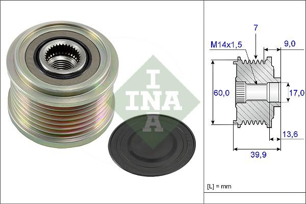 INA 535 0215 10 - Pulley, alternator, freewheel clutch autospares.lv