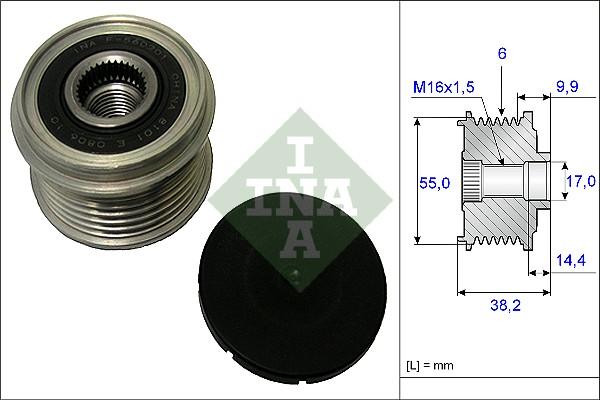 INA 535 0216 10 - Pulley, alternator, freewheel clutch autospares.lv