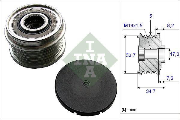 INA 535 0211 10 - Pulley, alternator, freewheel clutch autospares.lv