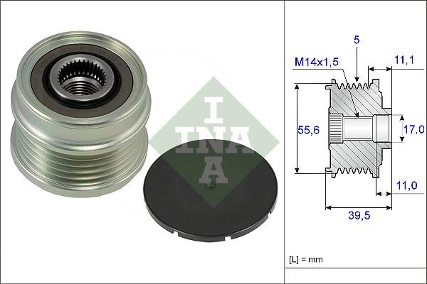 INA 535 0218 10 - Pulley, alternator, freewheel clutch autospares.lv