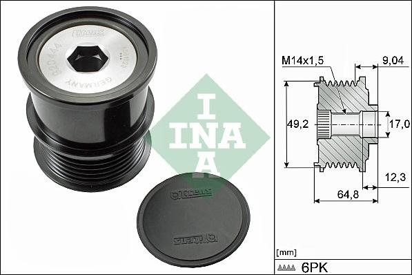 INA 535 0284 10 - Pulley, alternator, freewheel clutch autospares.lv