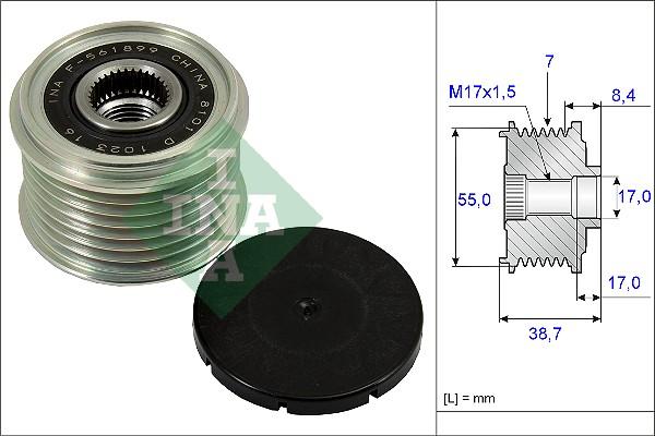 INA 535 0239 10 - Pulley, alternator, freewheel clutch autospares.lv