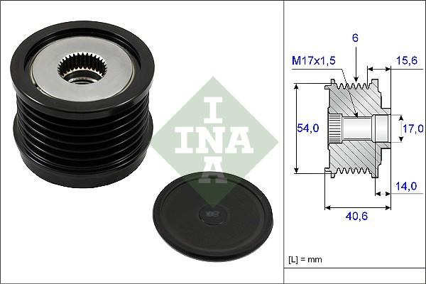 INA 535 0230 10 - Pulley, alternator, freewheel clutch autospares.lv