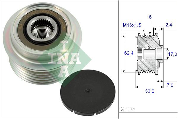 INA 535 0238 10 - Pulley, alternator, freewheel clutch autospares.lv