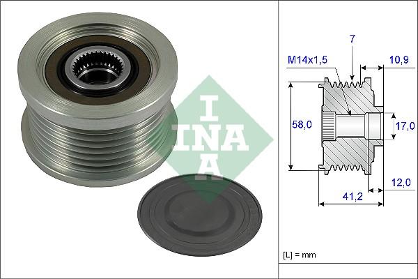 INA 535 0232 10 - Pulley, alternator, freewheel clutch autospares.lv