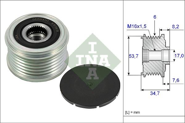 INA 535 0224 10 - Pulley, alternator, freewheel clutch autospares.lv