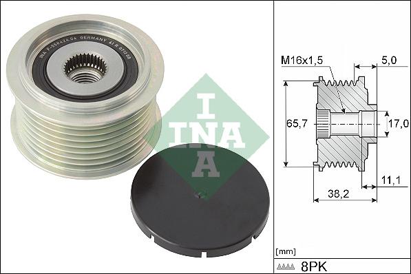 INA 535 0274 10 - Pulley, alternator, freewheel clutch autospares.lv