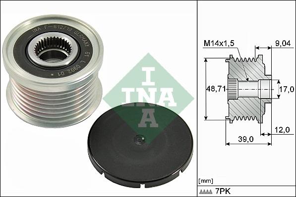 INA 535 0275 10 - Pulley, alternator, freewheel clutch autospares.lv