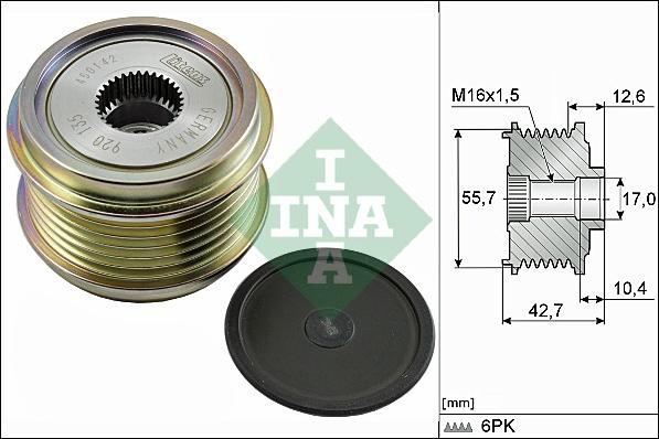 INA 535 0276 10 - Pulley, alternator, freewheel clutch autospares.lv