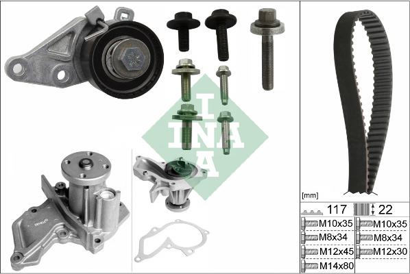 INA 530 0140 30 - Water Pump & Timing Belt Set autospares.lv