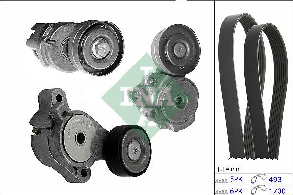 INA 529 0501 10 - V-Ribbed Belt Set autospares.lv