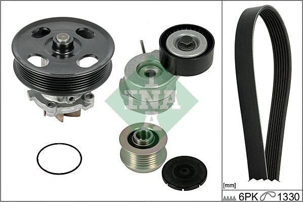 INA 529 0042 30 - Water Pump + V-Ribbed Belt Set autospares.lv