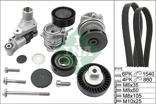 INA 529 0053 30 - Water Pump + V-Ribbed Belt Set autospares.lv