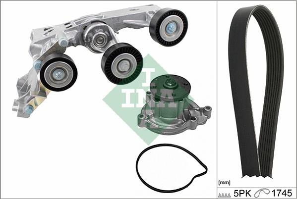 INA 529 0148 30 - Water Pump + V-Ribbed Belt Set autospares.lv