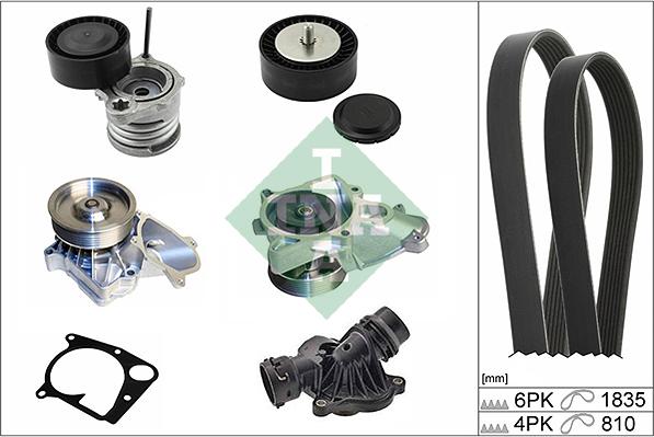 INA 529 0112 31 - Water Pump + V-Ribbed Belt Set autospares.lv