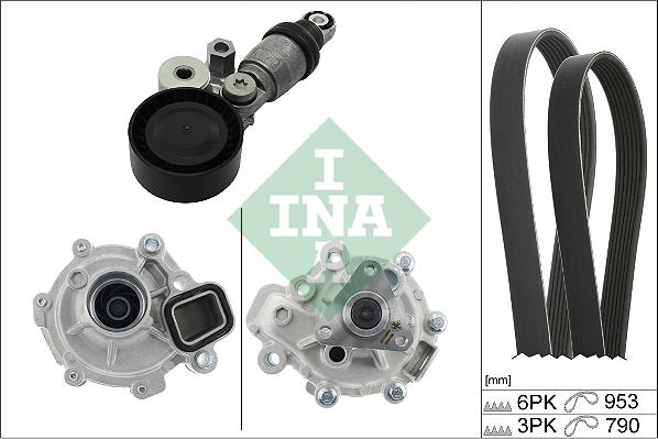 INA 529 0371 30 - Water Pump + V-Ribbed Belt Set autospares.lv