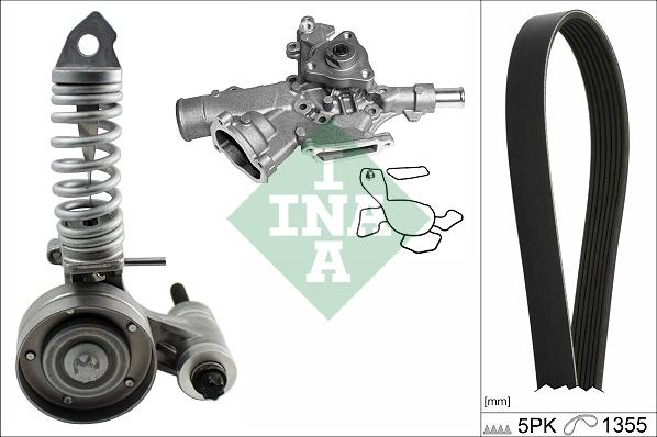 INA 529 0297 30 - Water Pump + V-Ribbed Belt Set autospares.lv