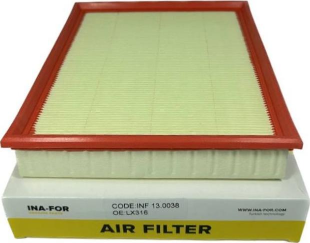 INA-FOR INF13.0038 - Air Filter, engine autospares.lv