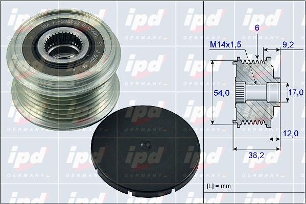 IPD 15-4007 - Pulley, alternator, freewheel clutch autospares.lv