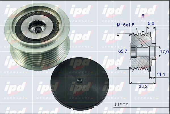 IPD 15-4080 - Pulley, alternator, freewheel clutch autospares.lv