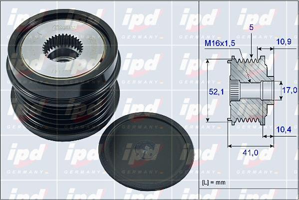 IPD 15-4035 - Pulley, alternator, freewheel clutch autospares.lv