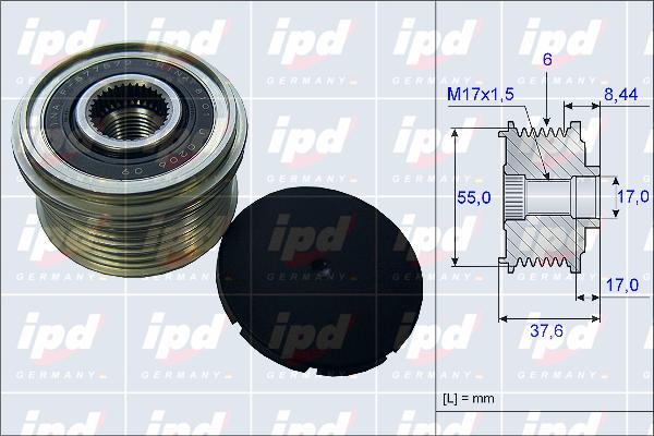 IPD 15-3968 - Pulley, alternator, freewheel clutch autospares.lv