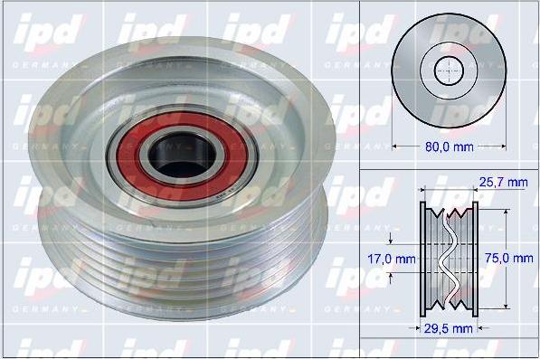 IPD 15-3904 - Pulley, v-ribbed belt autospares.lv