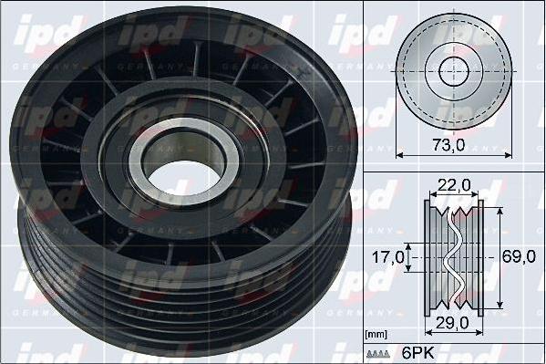 IPD 15-3906 - Pulley, v-ribbed belt autospares.lv